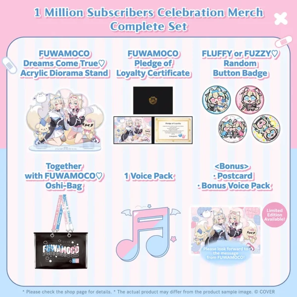 [Limited] Hololive English FUWAMOCO 1 Million Subscribers Celebration Merchandise - Image 2